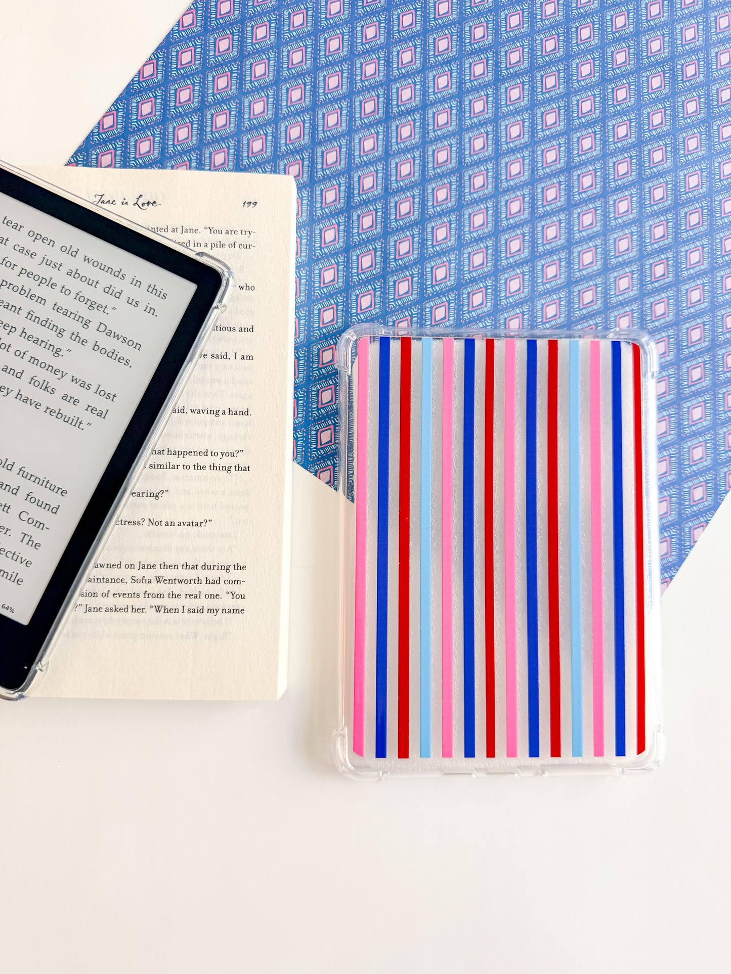 Coastal Berry Stripes Kindle Case