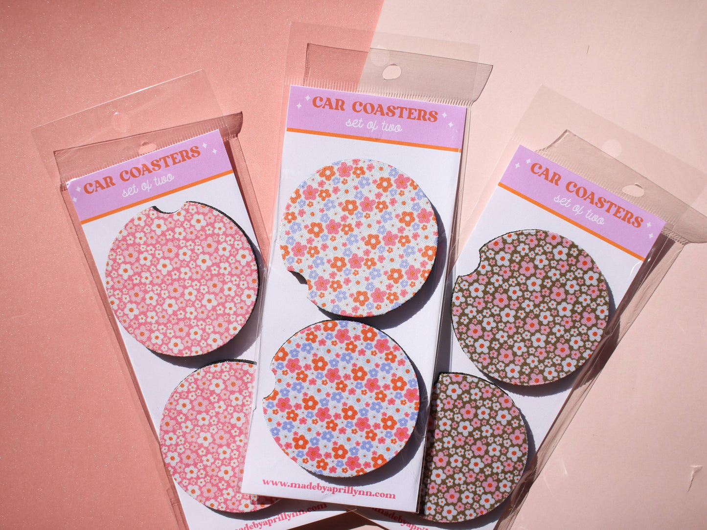Mini Floral Car Coaster Set (more colors available)