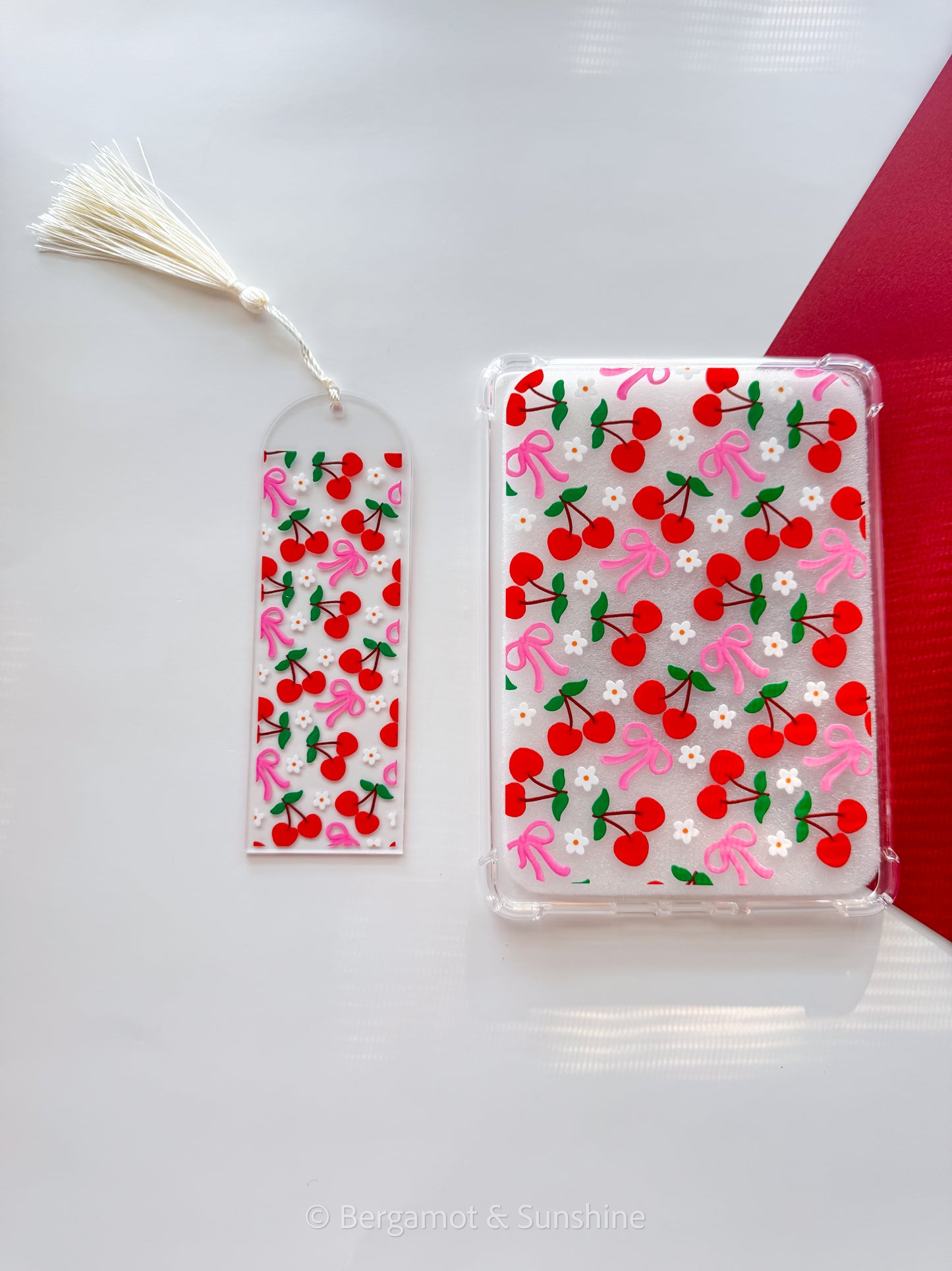 Cherries and Bows Ereader Case and/or Bookmark [Combined Listing]