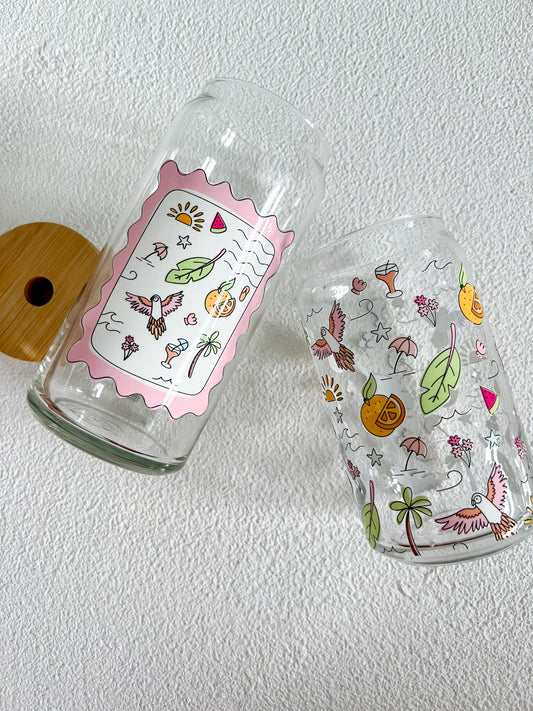 Tropical Island 16oz and 20oz Glass Cup