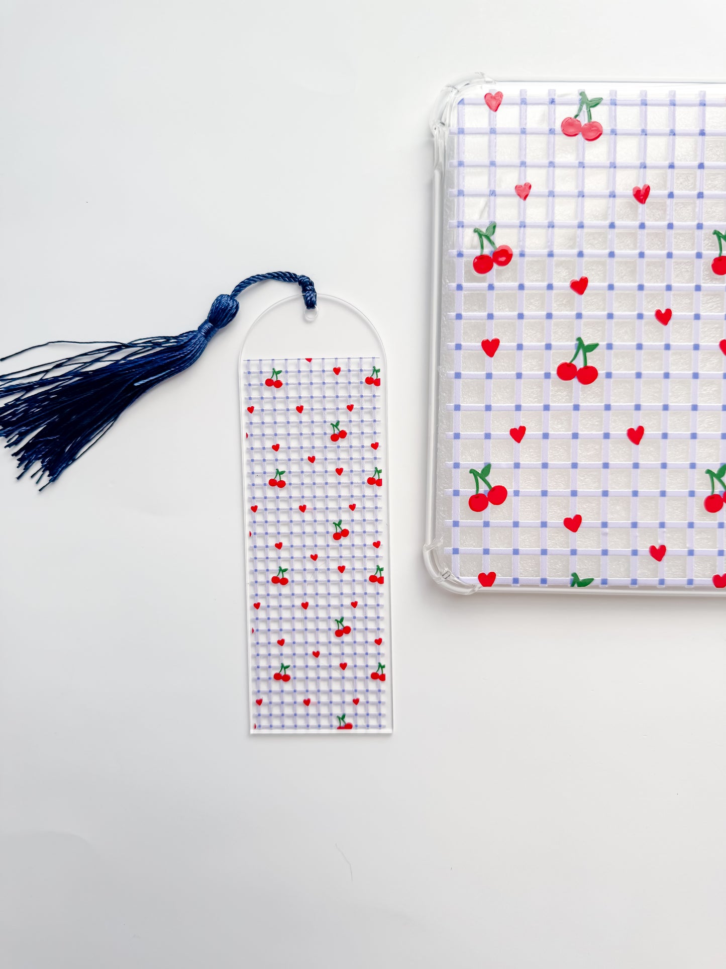 Cherry Grid E reader Case and/or Bookmark [Combined Listing]