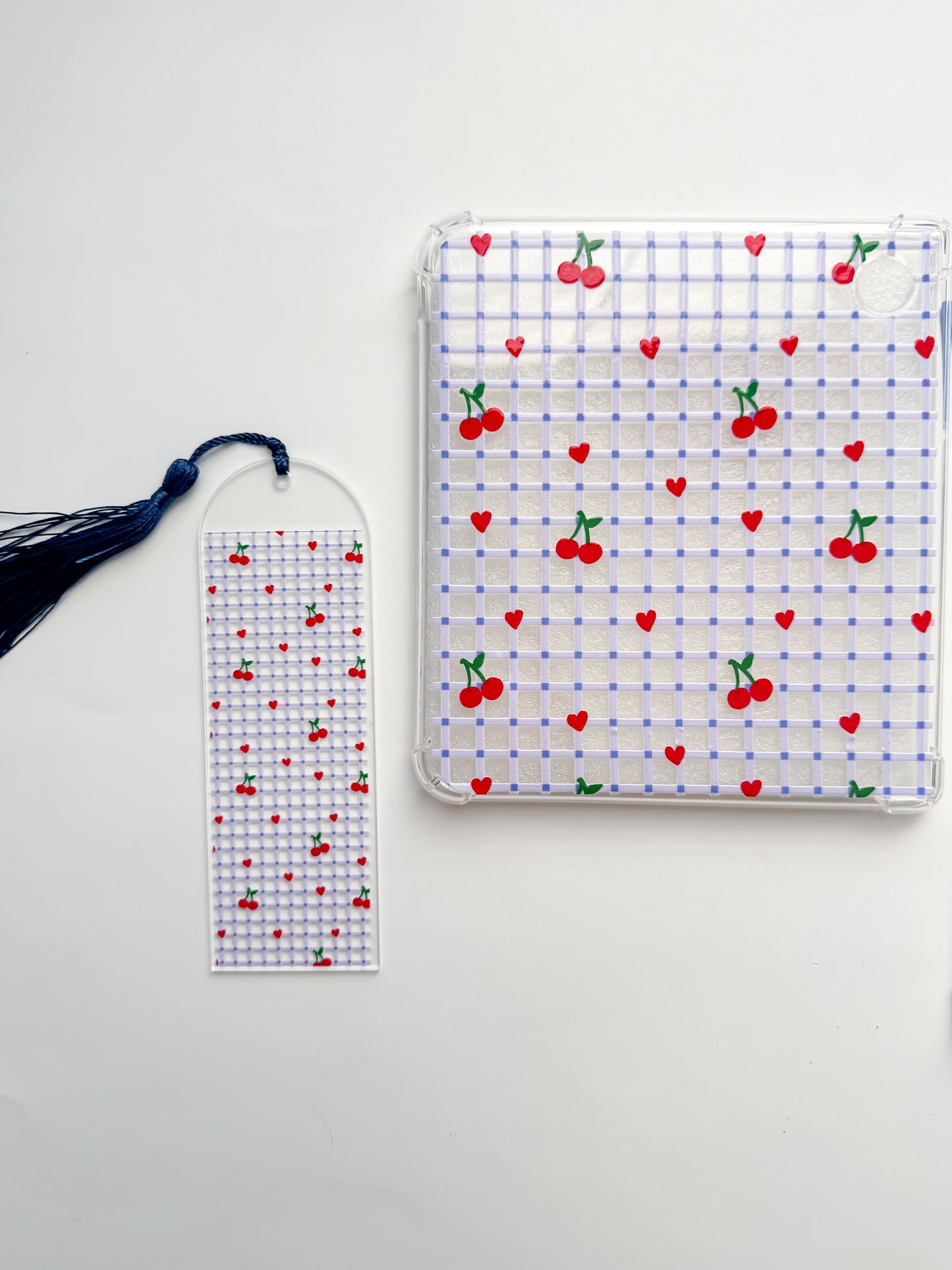 Cherry Grid E reader Case and/or Bookmark [Combined Listing]