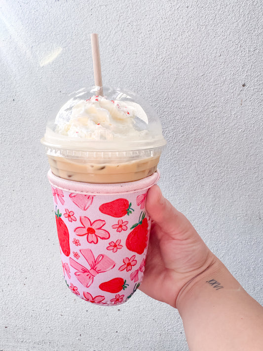 Strawberry and Bows Coffee Sleeve (small)