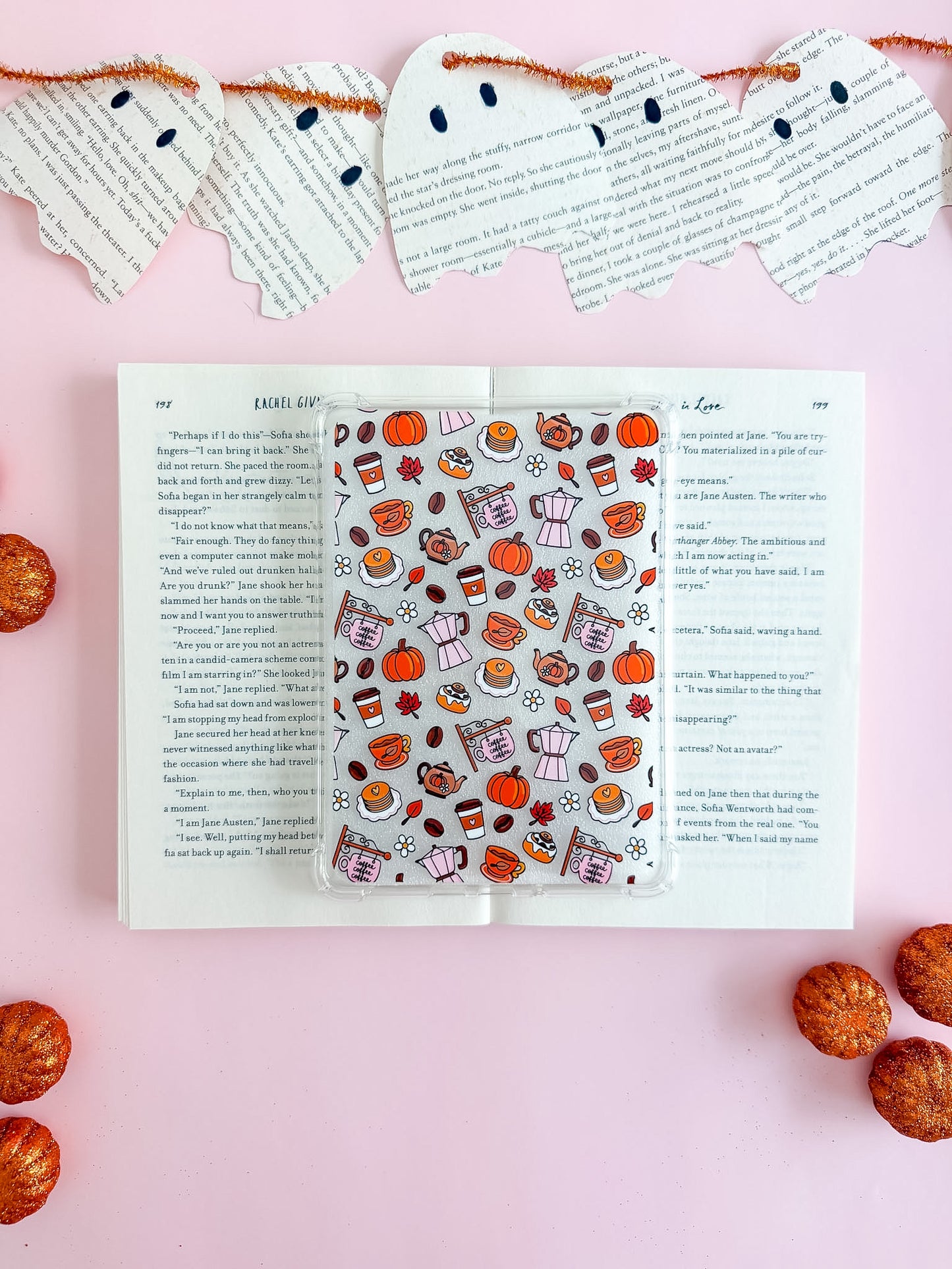 Pumpkin Spice Coffee Shop E Reader Case and/or Bookmark [Combined Listing]