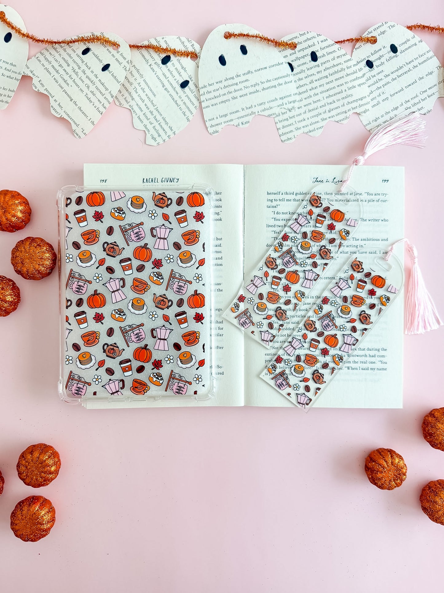 Pumpkin Spice Coffee Shop E Reader Case and/or Bookmark [Combined Listing]