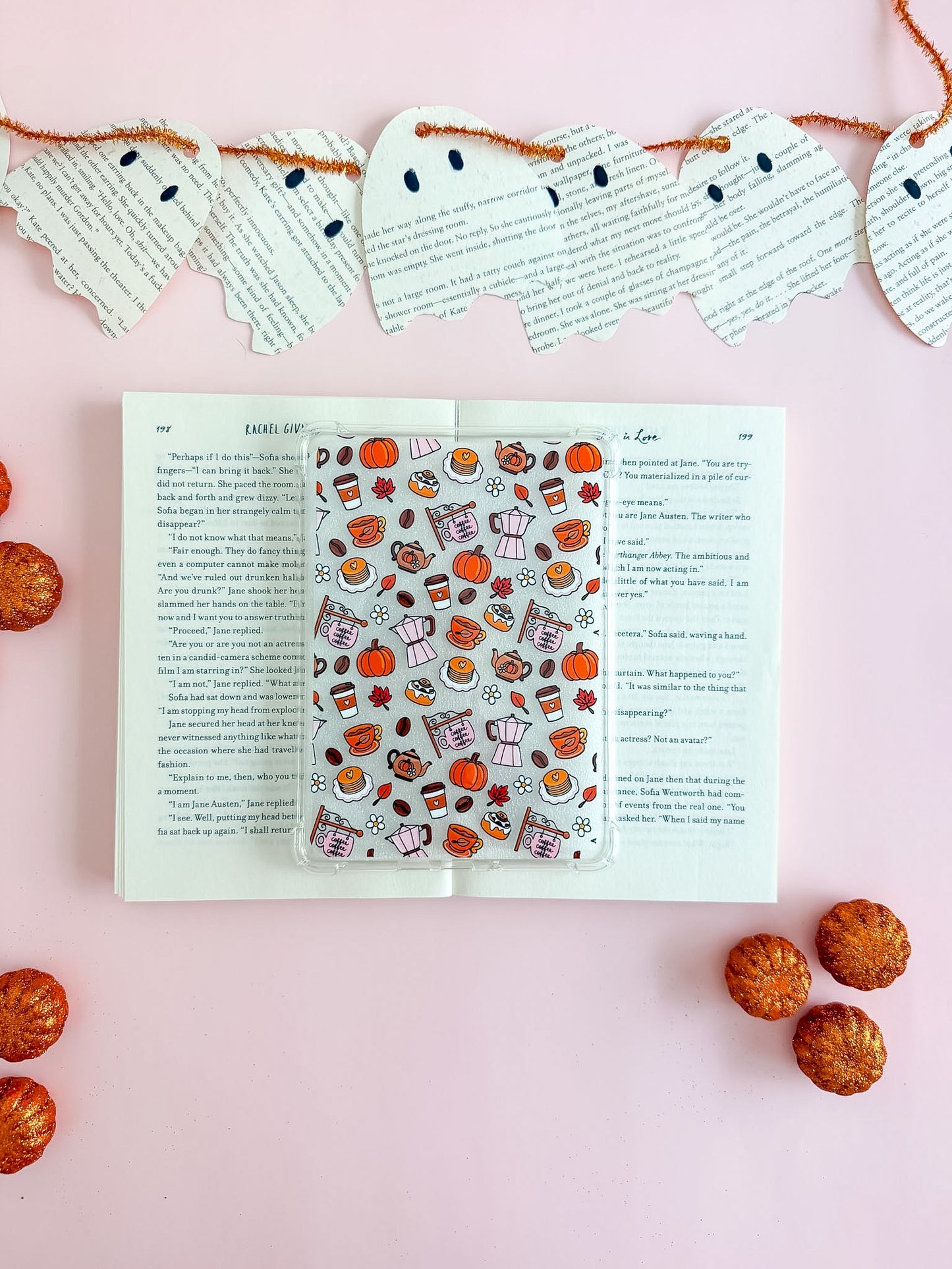 Pumpkin Spice Coffee Shop E Reader Case and/or Bookmark [Combined Listing]