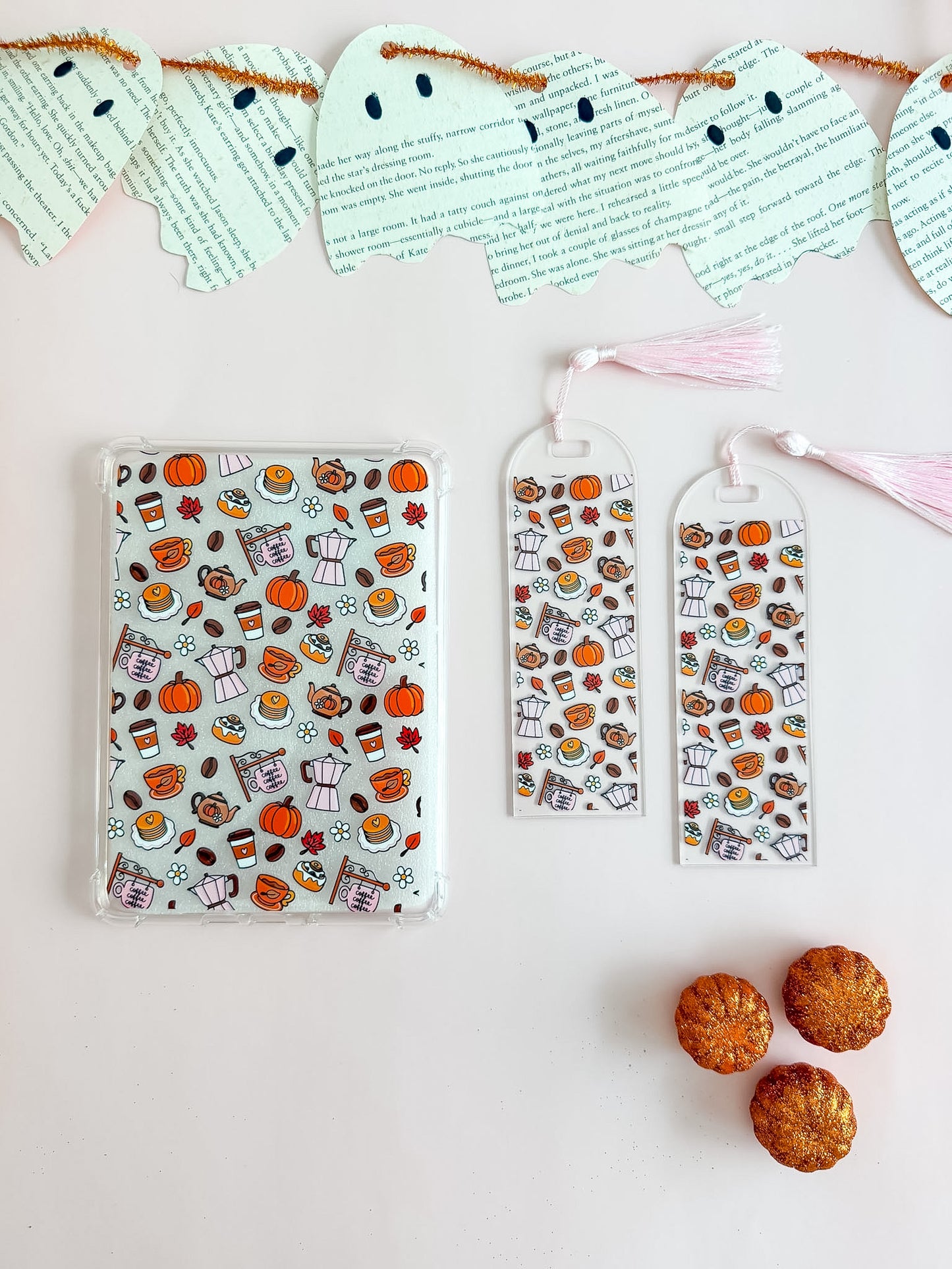 Pumpkin Spice Coffee Shop E Reader Case and/or Bookmark [Combined Listing]