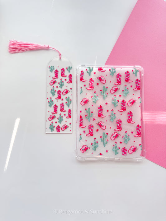 Pink Western Boots Kindle Case and/or Bookmark [Combined Listing]