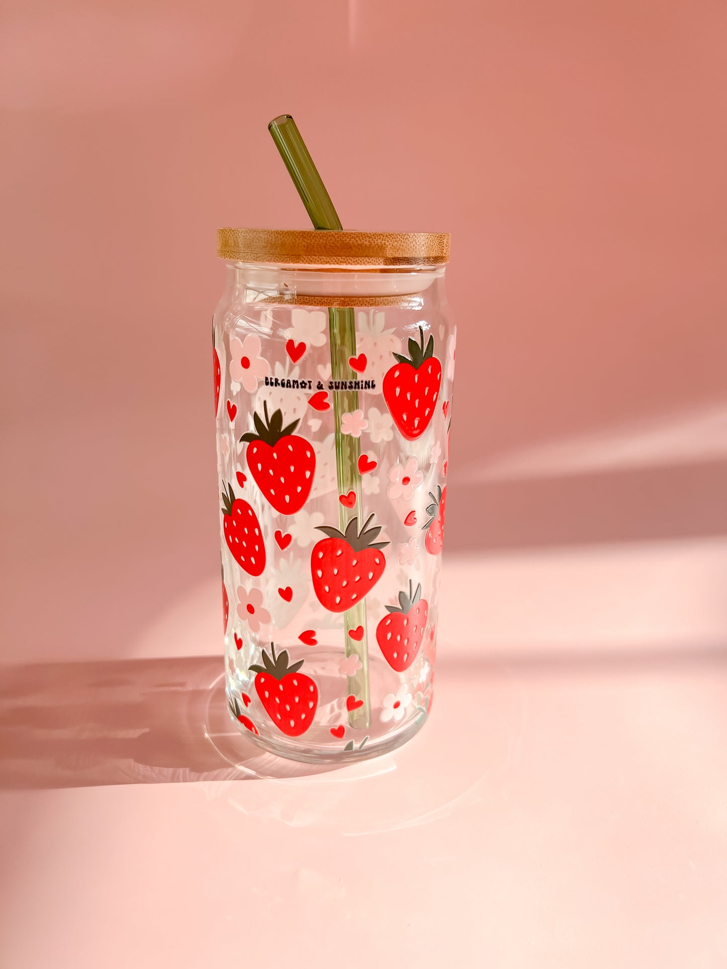Strawberry Lovers 16 oz and 20oz Glass Cup