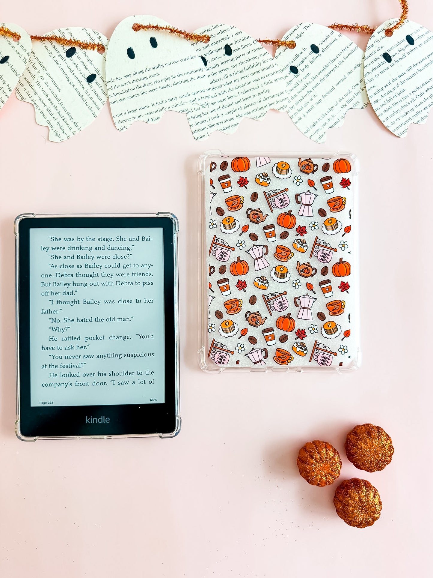 Pumpkin Spice Coffee Shop E Reader Case and/or Bookmark [Combined Listing]
