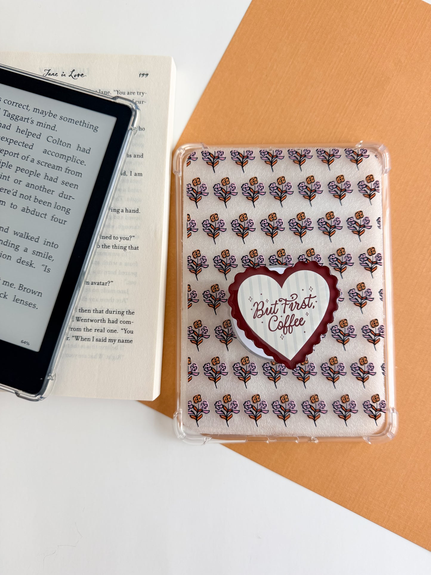 Lavender and Orange Letters Kindle Case