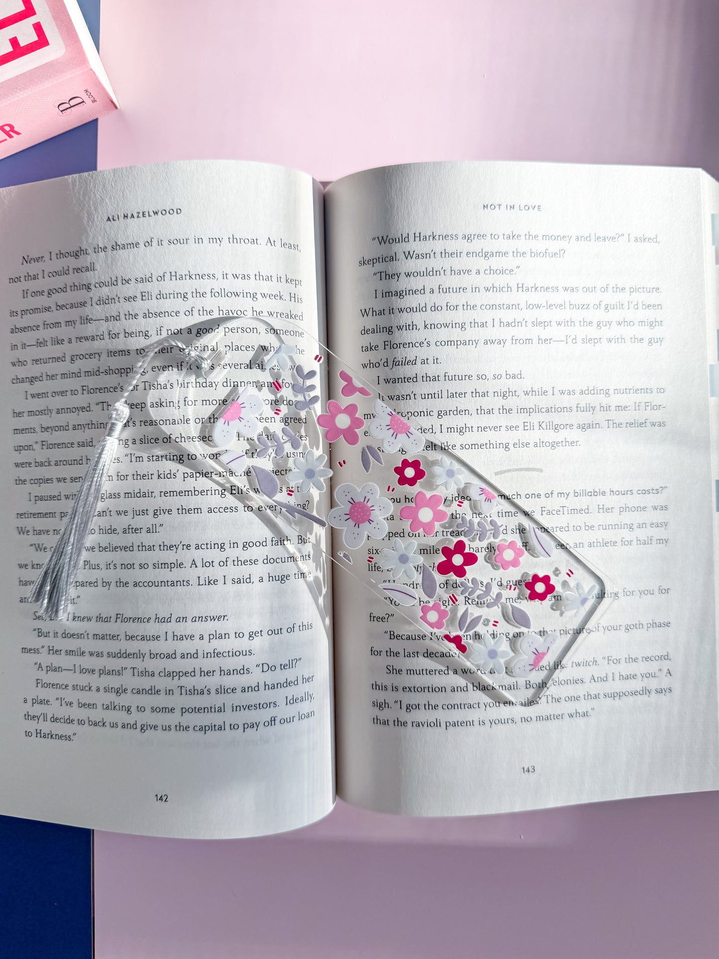 Dusty Blue Florals Acrylic Bookmark