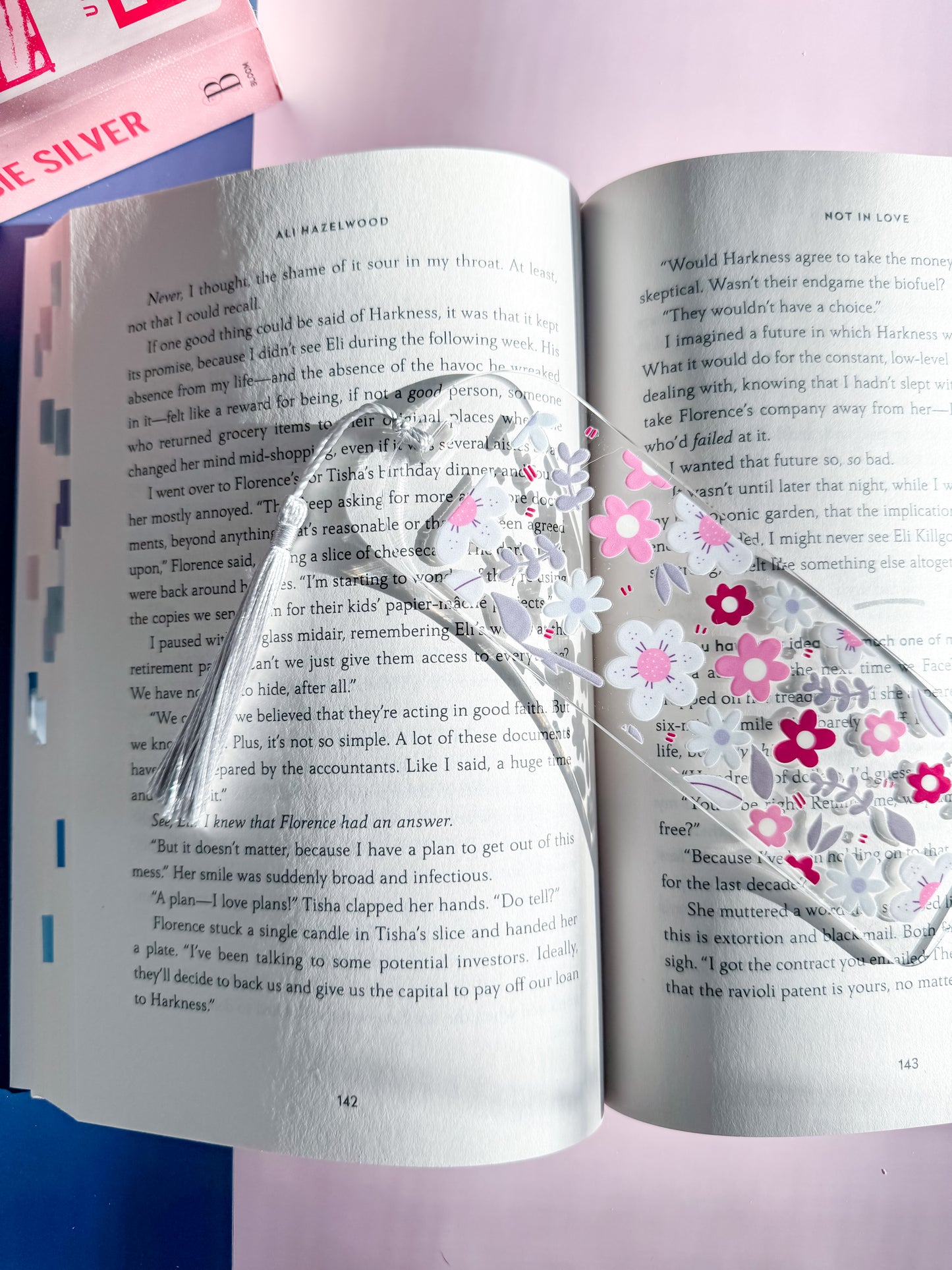 Dusty Blue Florals Acrylic Bookmark