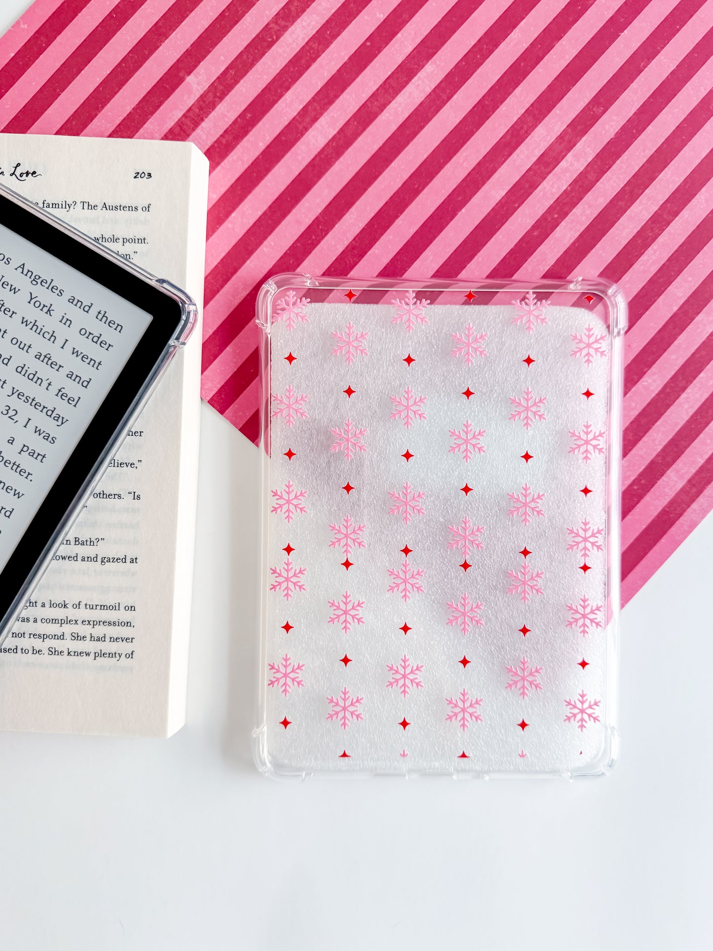 Pink Snowflake Kindle Case