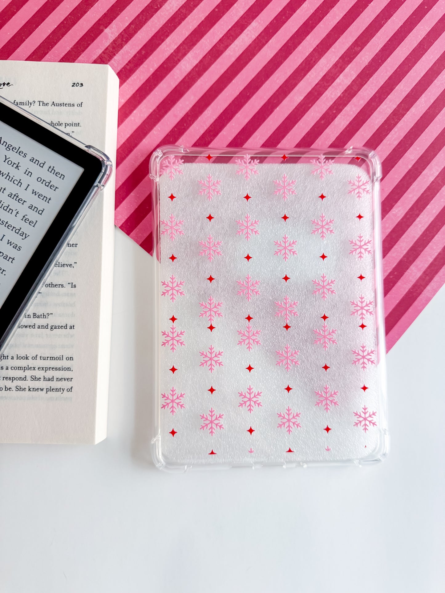Pink Snowflake Kindle Case