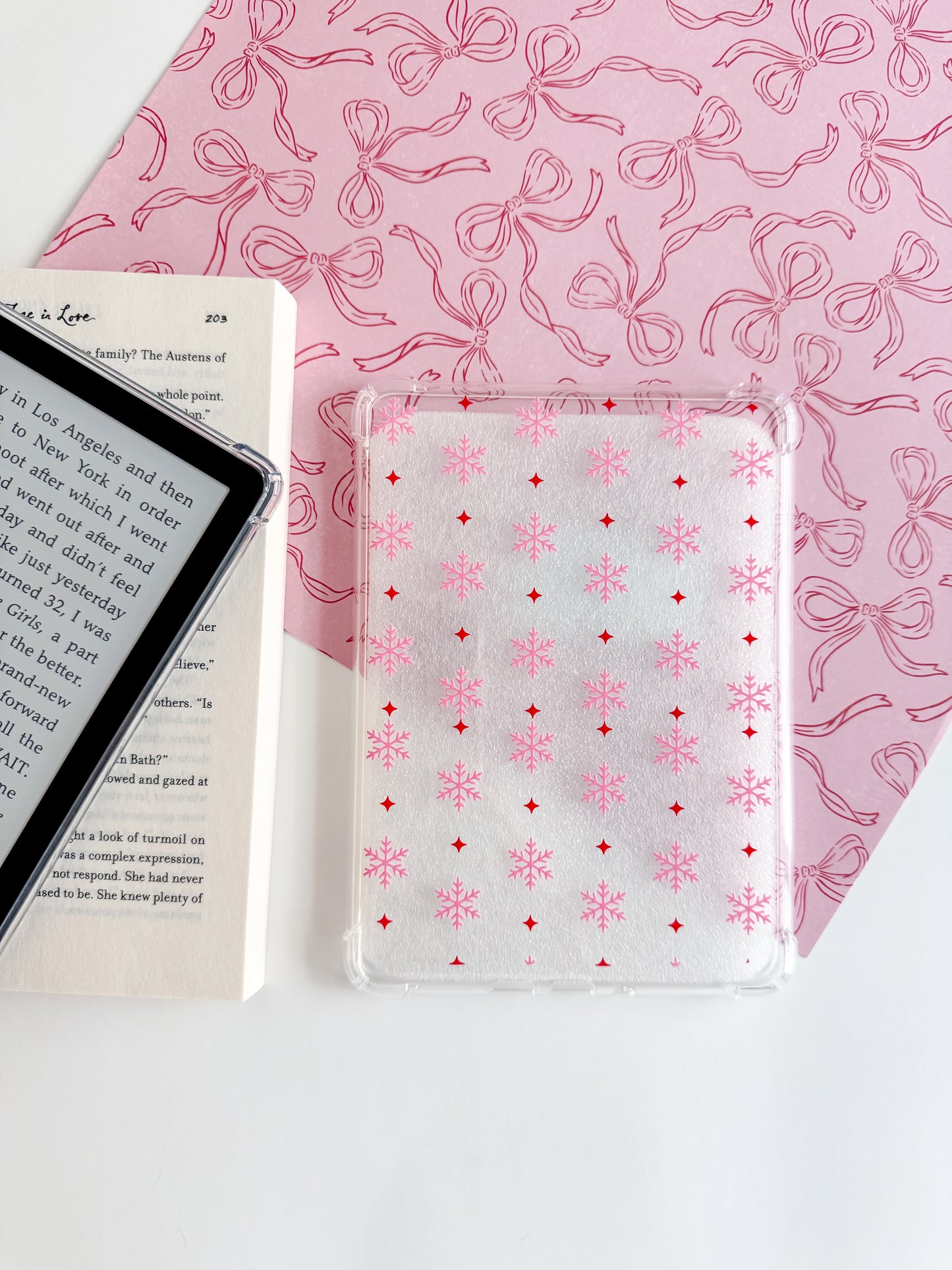 Pink Snowflake Kindle Case