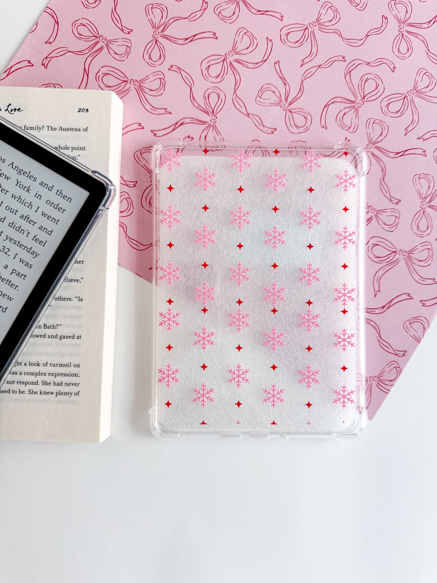 Pink Snowflake Kindle Case