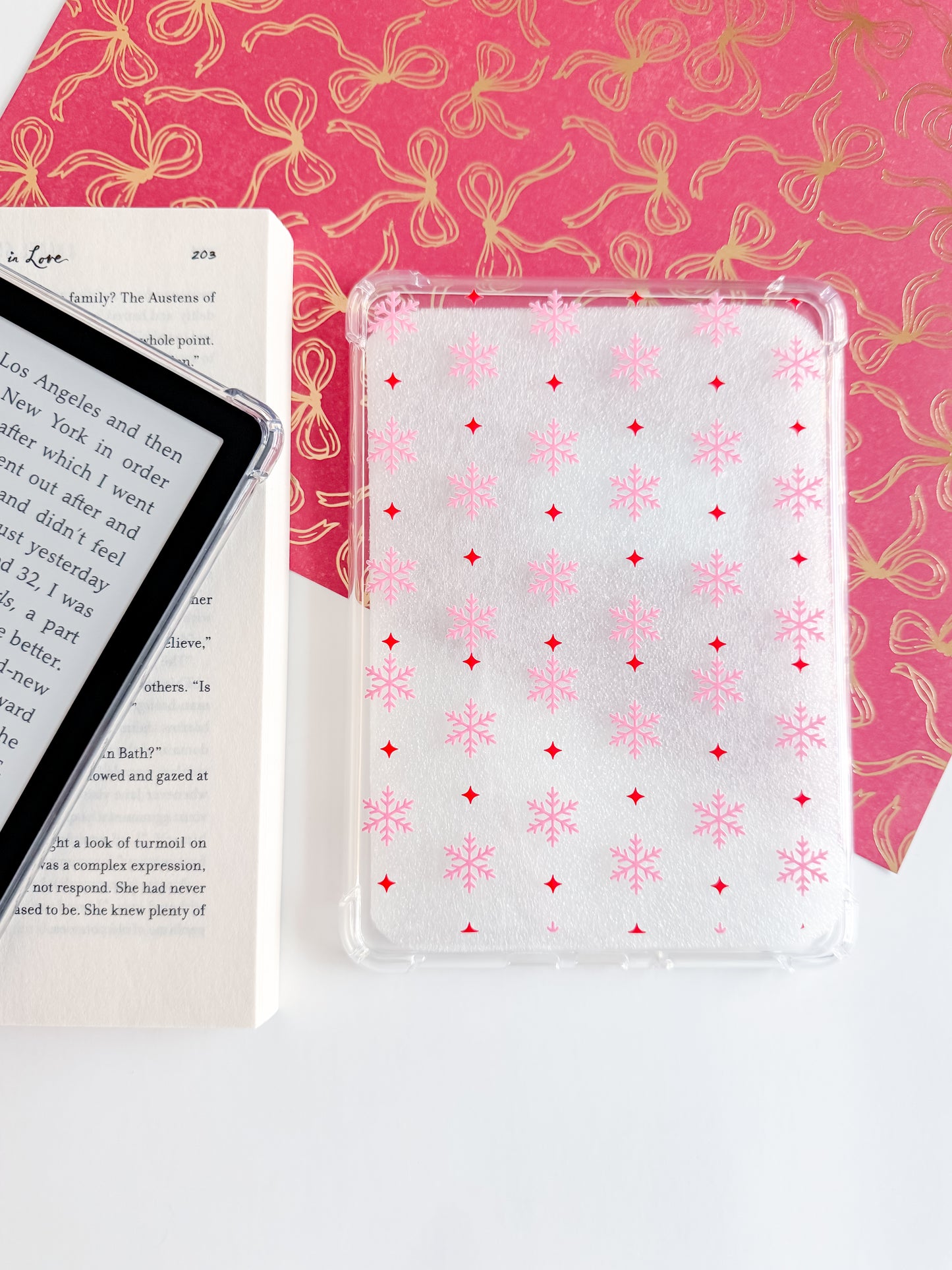 Pink Snowflake Kindle Case