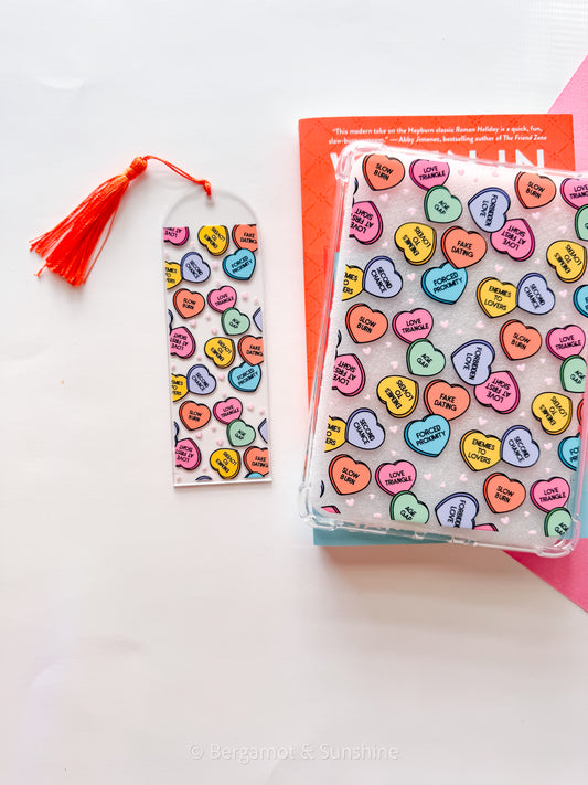 Candy Hearts Romance Tropes Kindle Case and/or Bookmark [Combined Listing]