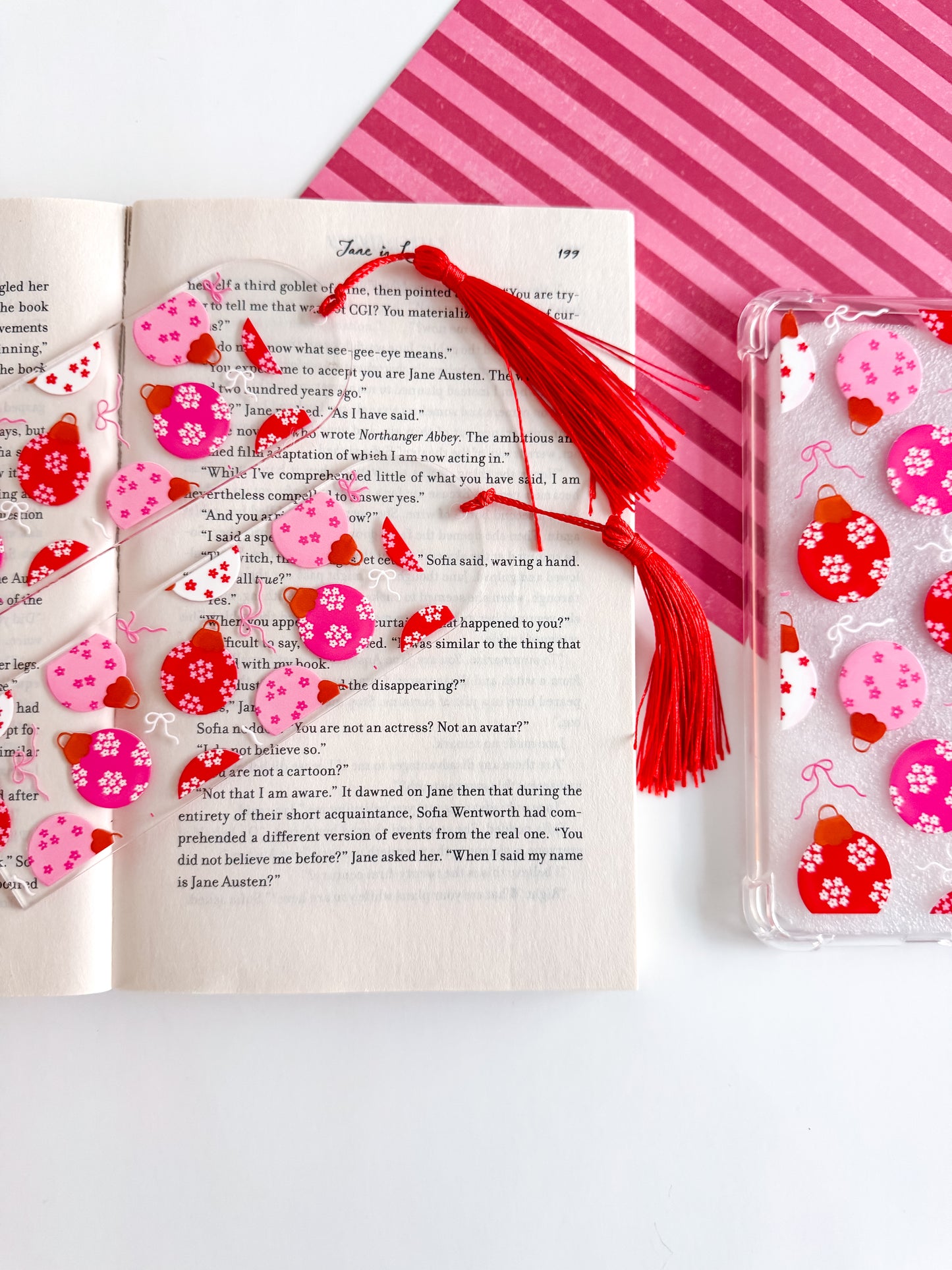 Holiday Ornaments and Bows Kindle Case and/or Bookmark [Combined Listing]