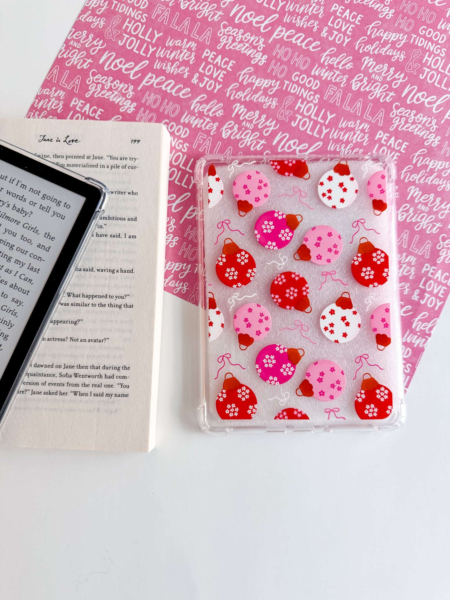 Holiday Ornaments and Bows Kindle Case