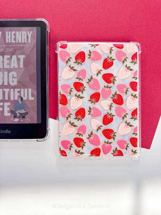 Strawberries and Blue Flowers Kindle Case