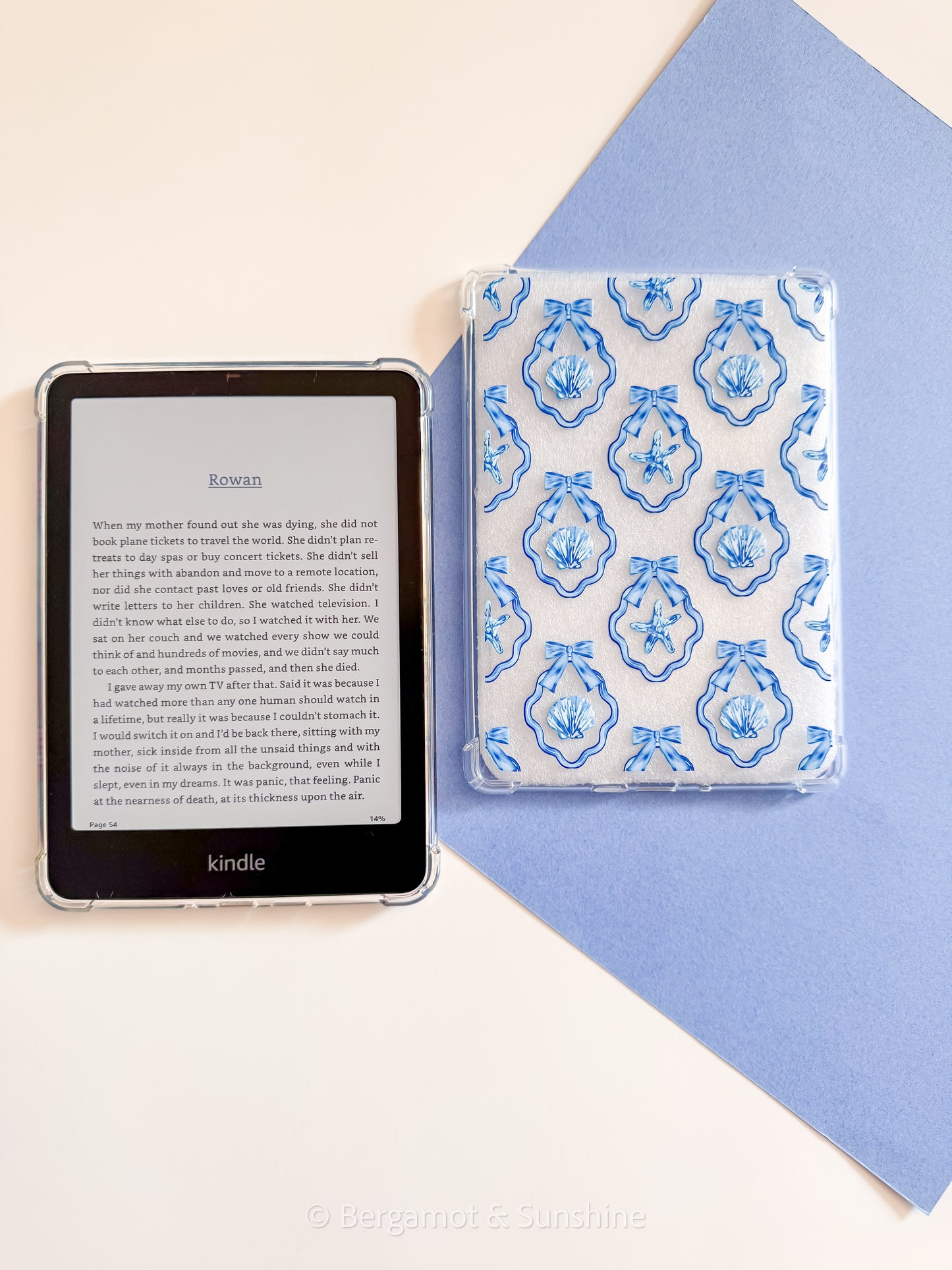 Framed Coquette Blue Shells Kindle Case