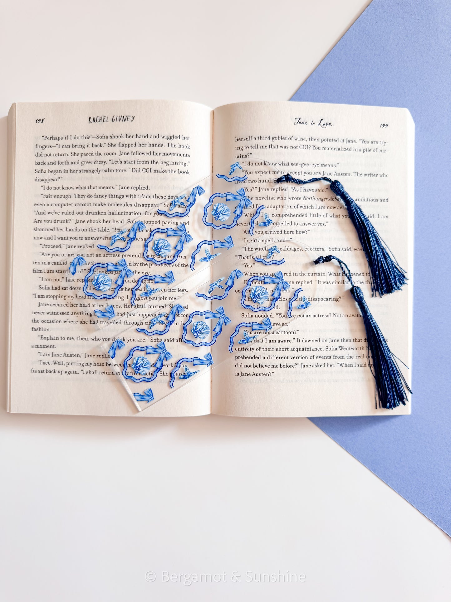 Framed Coquette Blue Shells Kindle Case and/or Bookmark [Combined Listing]