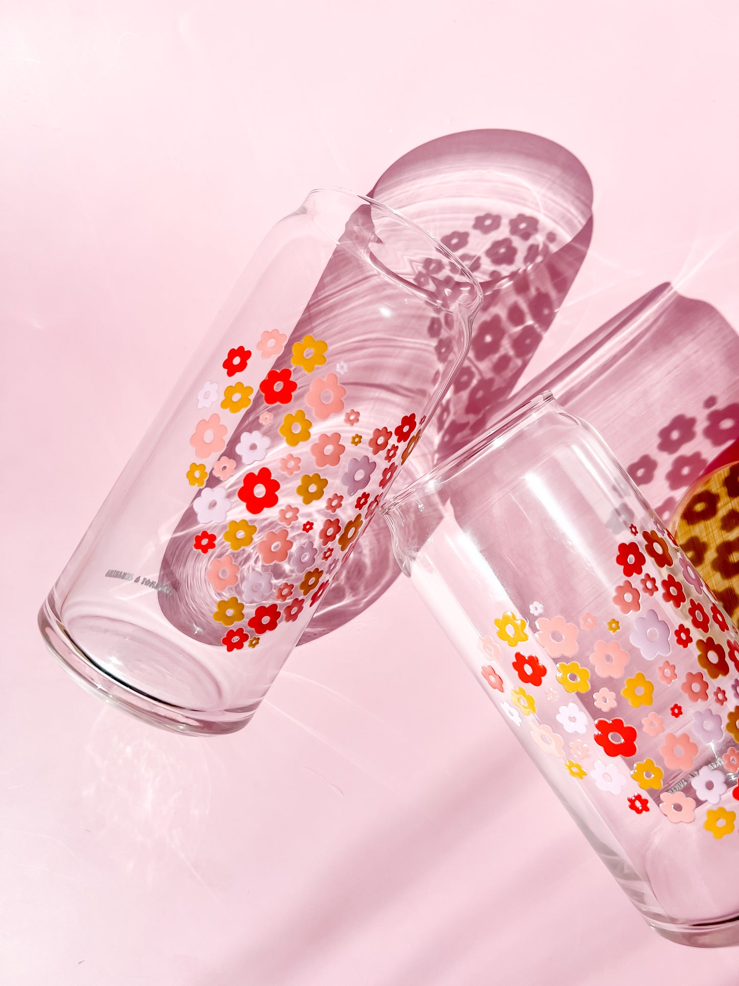 Floral Hearts 20oz Glass Cup