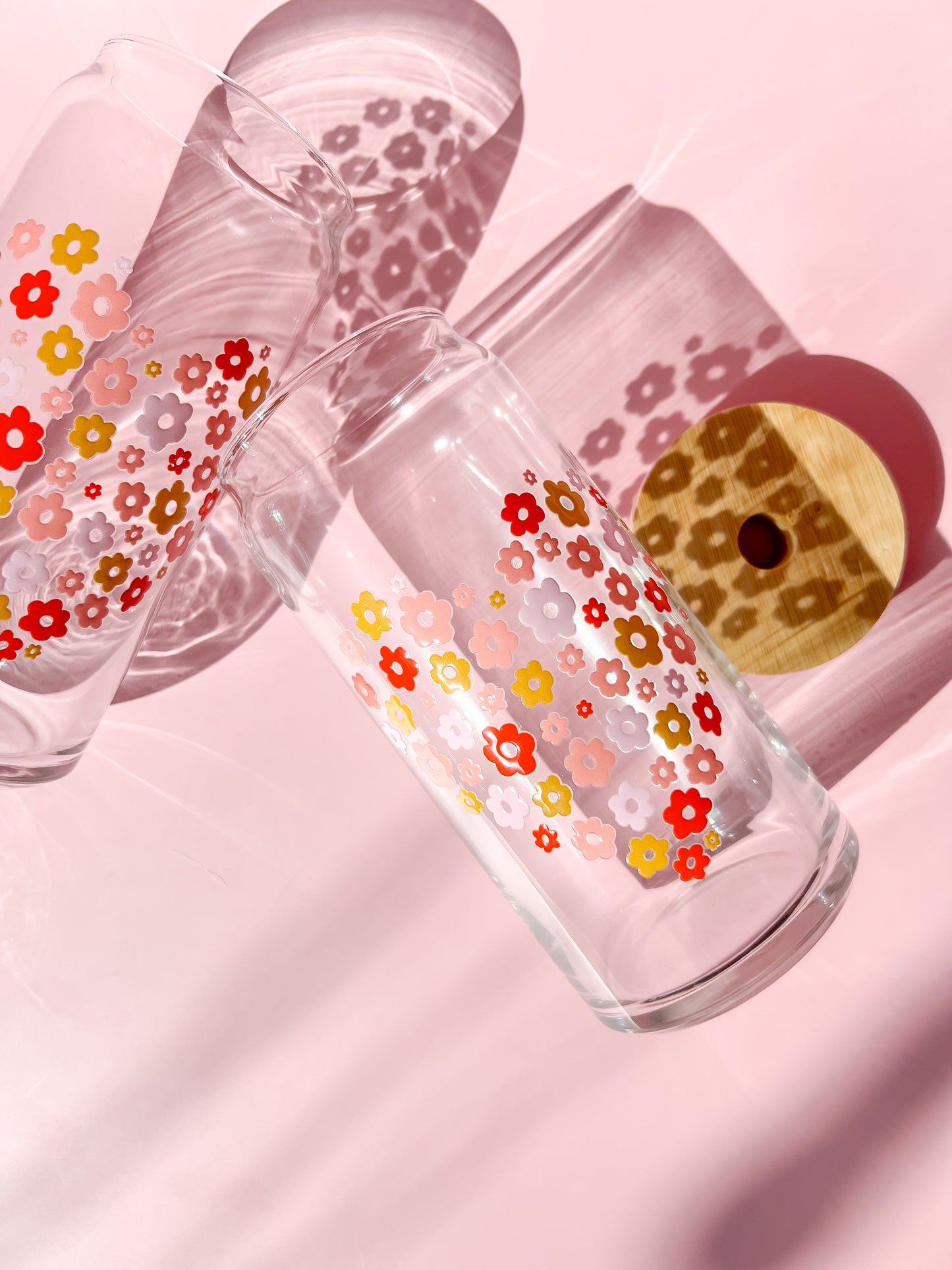 Floral Hearts 20oz Glass Cup