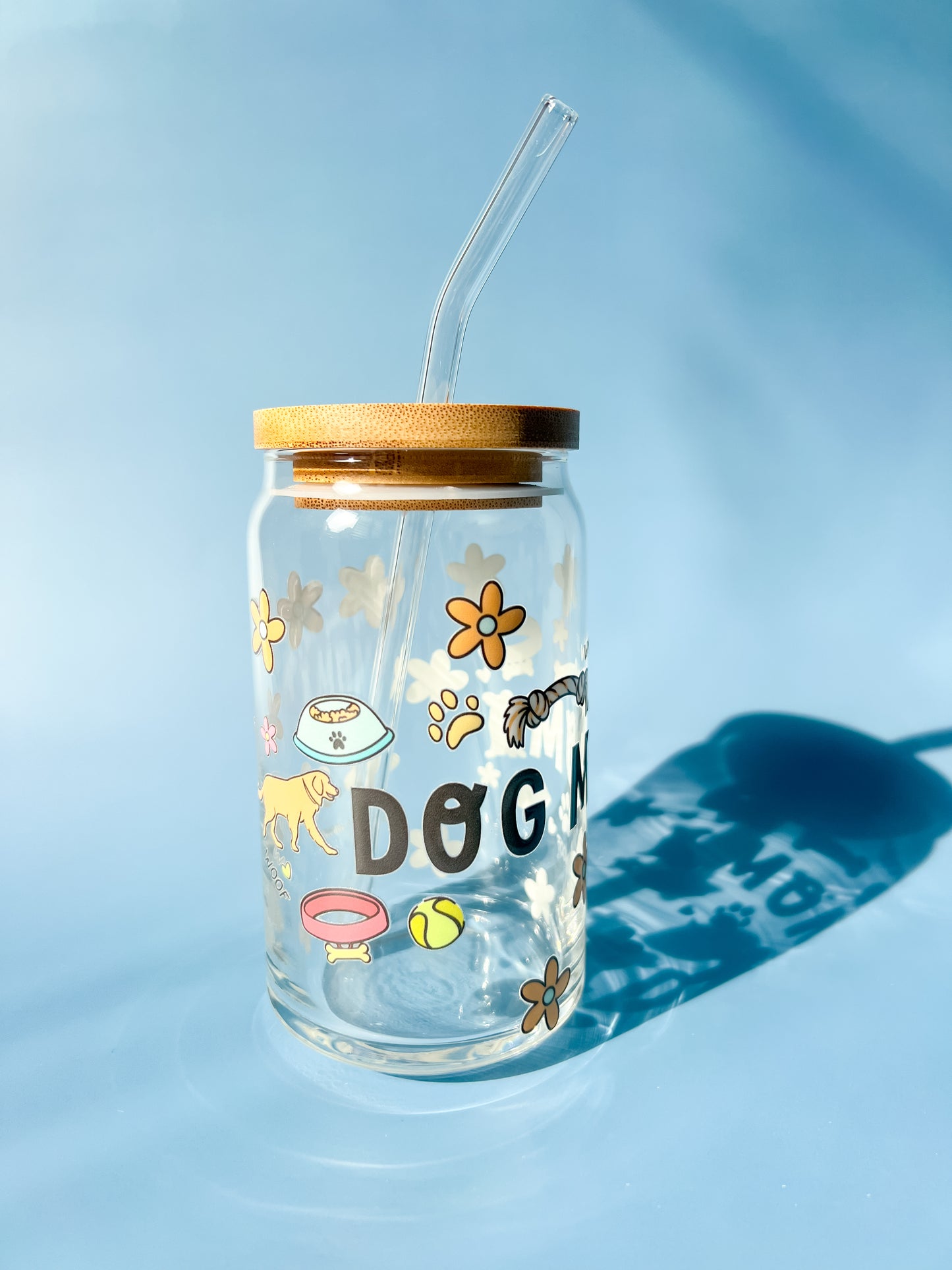 Dog Mom 16oz Glass Cup