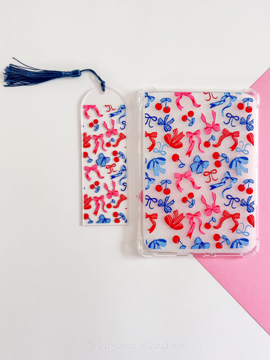 Cherry Ribbons Kindle Case and/or Bookmark [Combined Listing]