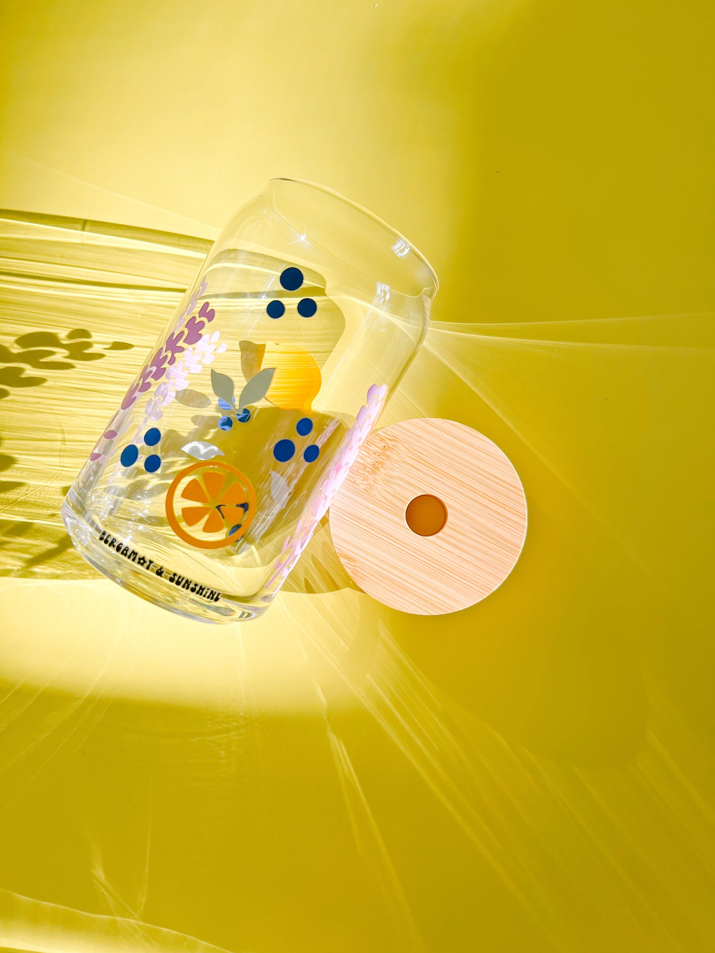 lemon and lavender glass cup and coffee mug aesthetically pleasing 