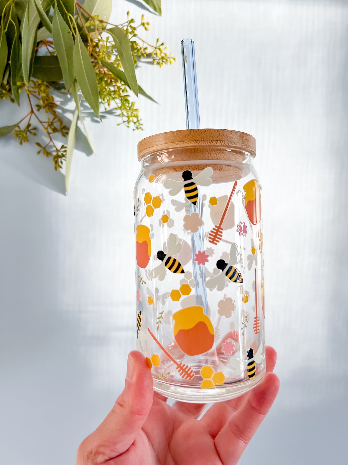 Honey Bee 16oz Glass Cup