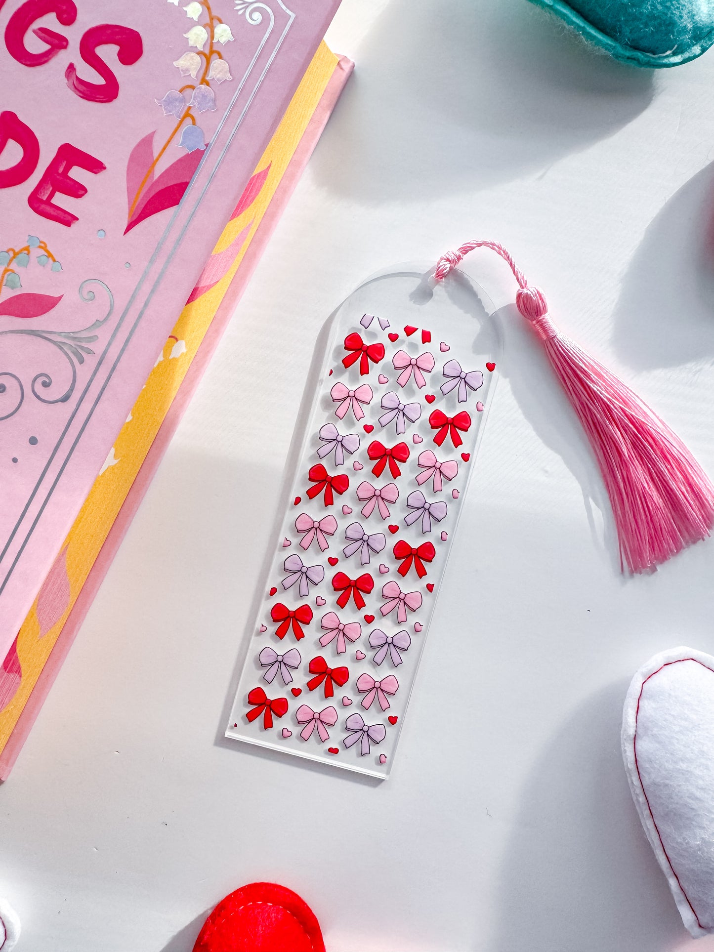 Bows and Hearts Acrylic Bookmark