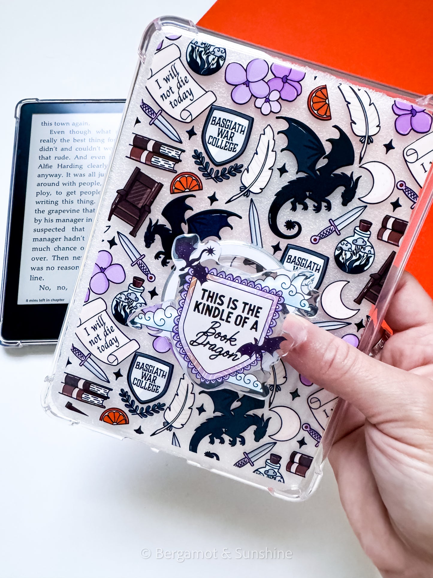 4W Kindle of a Book Dragon Magsafe Phone and E reader Grip and Dust Charm