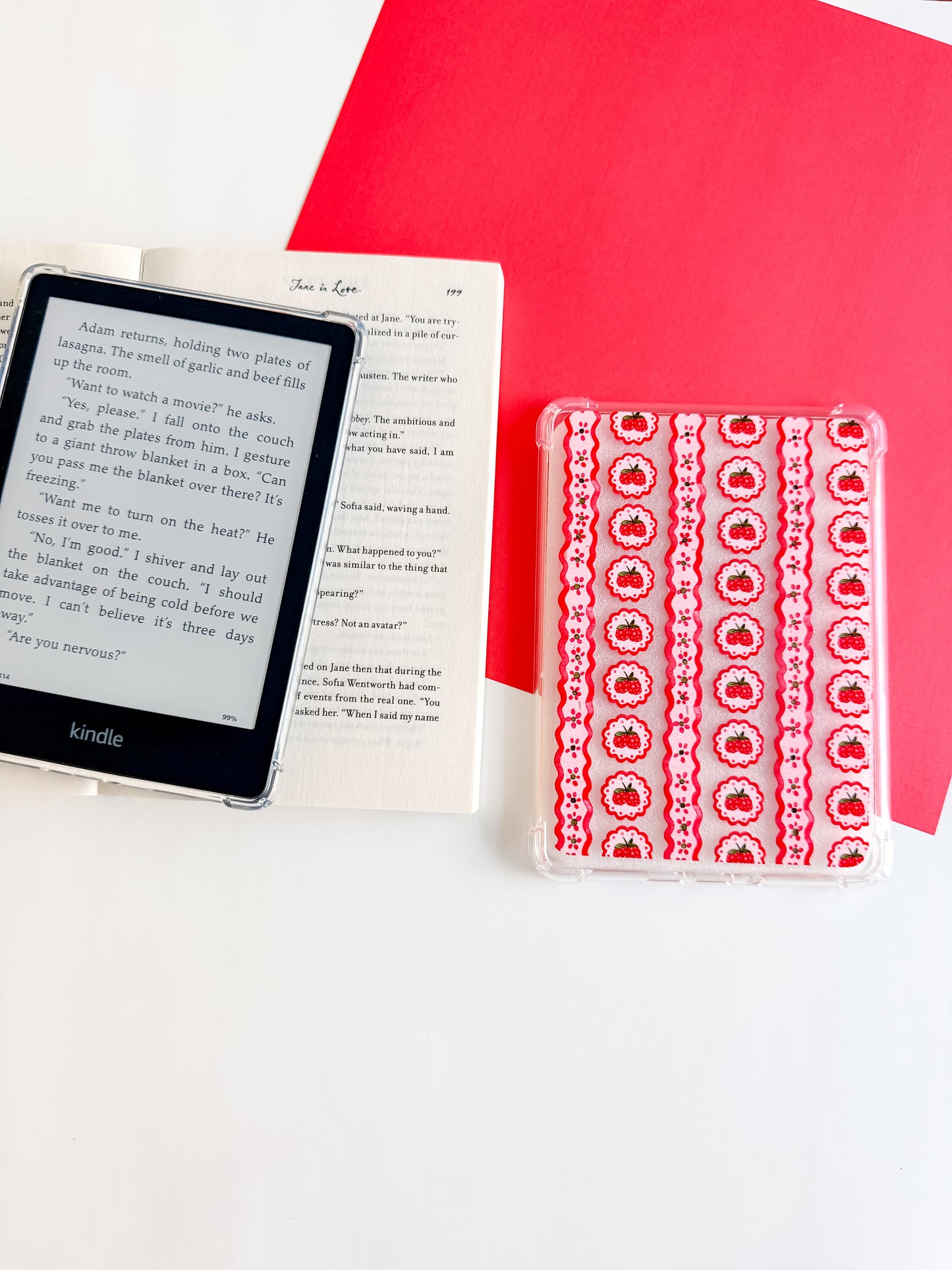 Raspberry Stripes Kindle Case