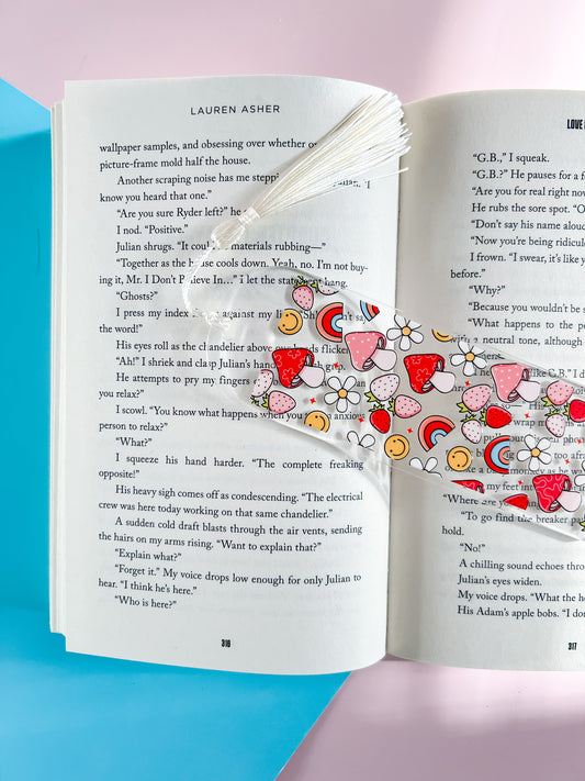 Happy Strawberries Acrylic Bookmark