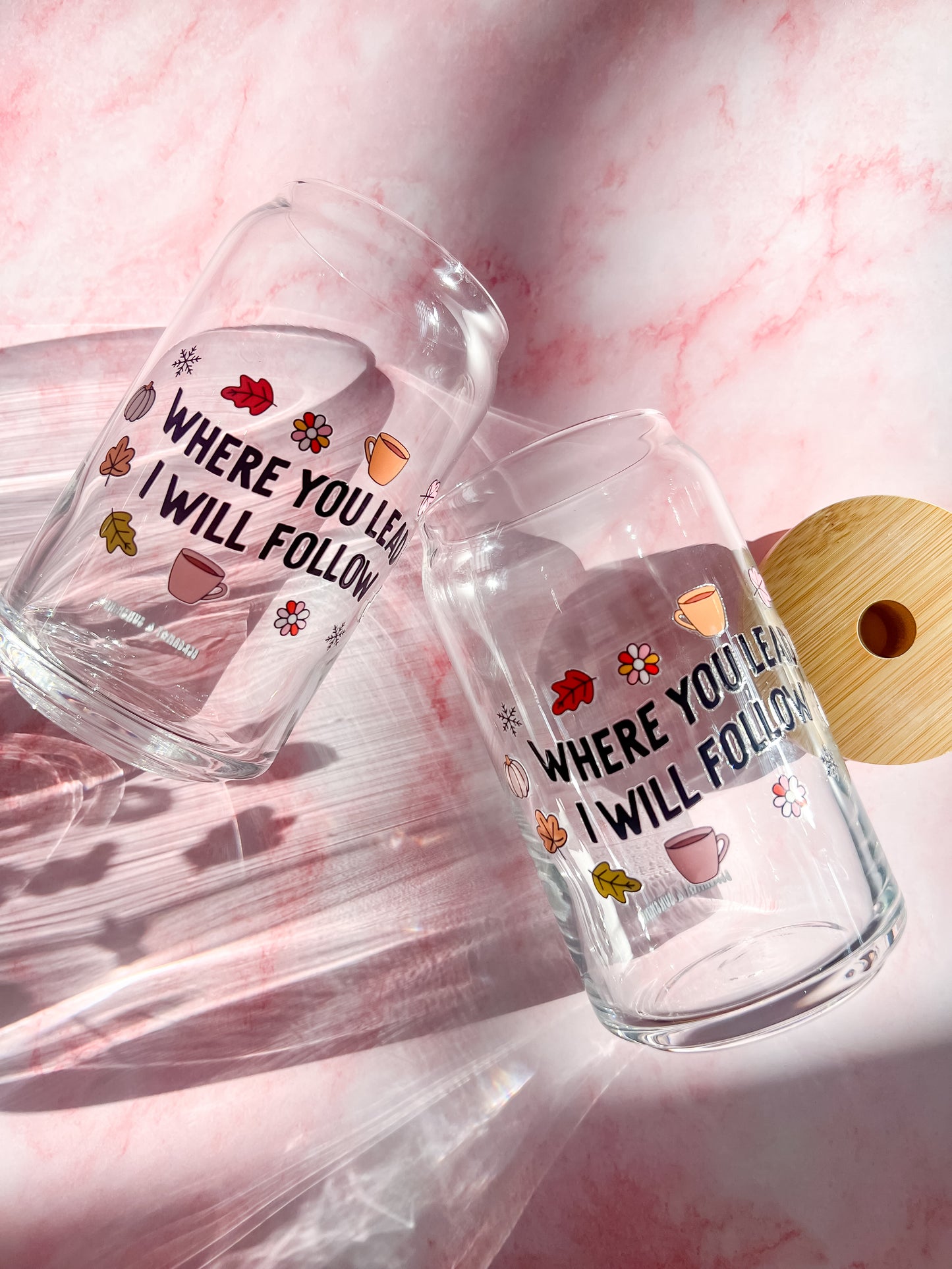 Where You Lead 16oz + 20oz Glass Cup