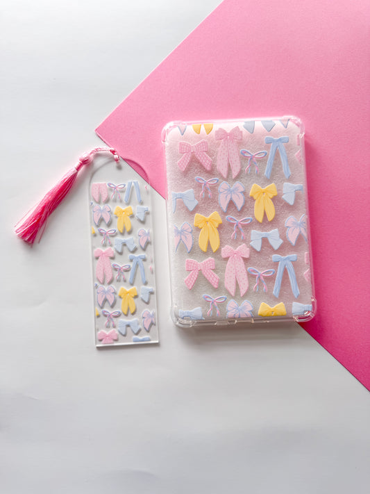 Pastel Bows E reader Case and/or Bookmark [Combined Listing]