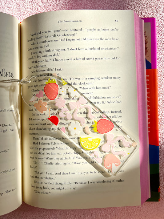 Strawberries and Bows Acrylic Bookmark