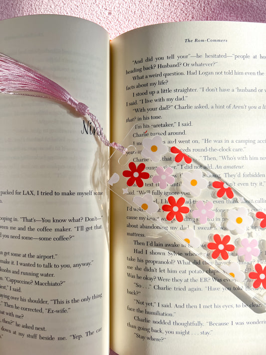 Girly Flowers Acrylic Bookmark