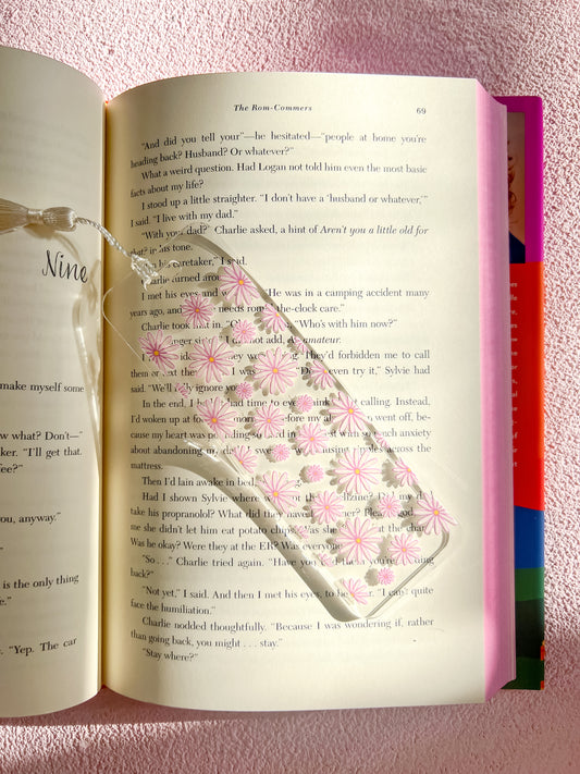 Purple Flowers Acrylic Bookmark