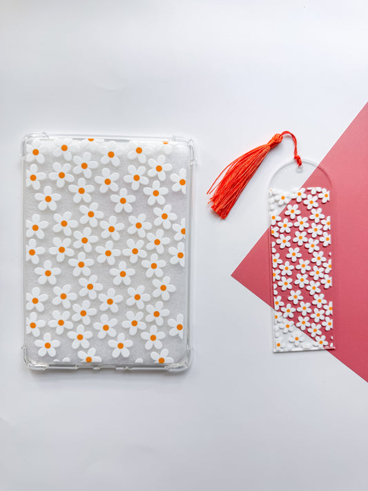 White Daisies E reader Case and/or Bookmark [Combined Listing]