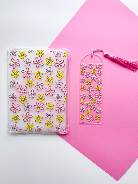 Groovy Flowers E reader Case and/or Bookmark [Combined Listing]