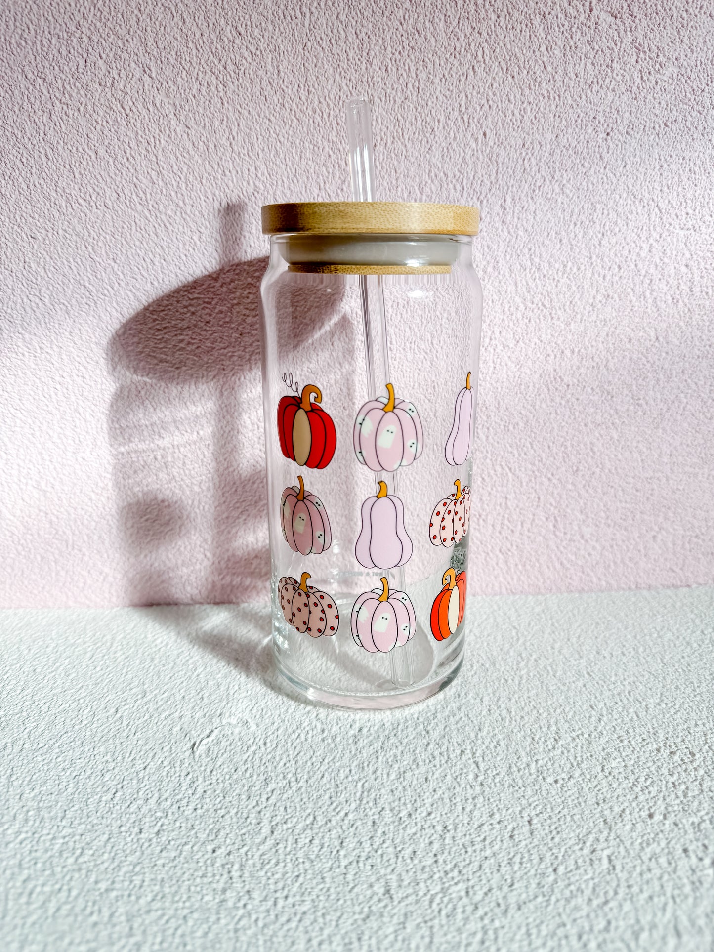 Pink Pumpkins 20oz Glass Cup