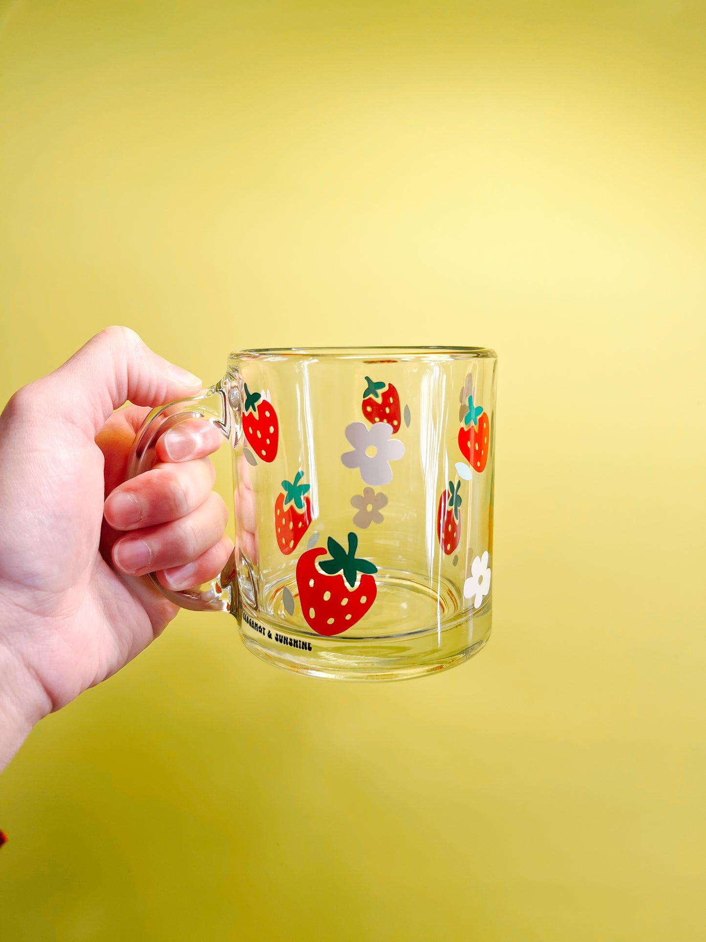 Strawberry Fields 16oz Glass Cup and 13oz Coffee Mug
