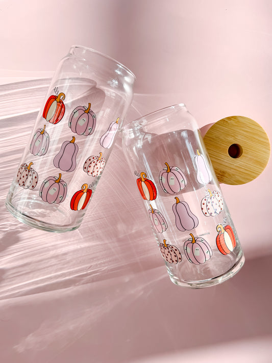 Pink Pumpkins 20oz Glass Cup
