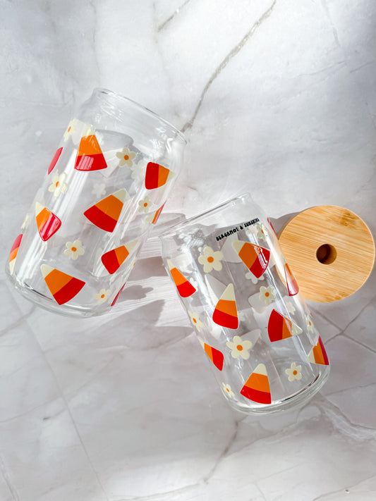 Candy Corn 16oz Glass Cup
