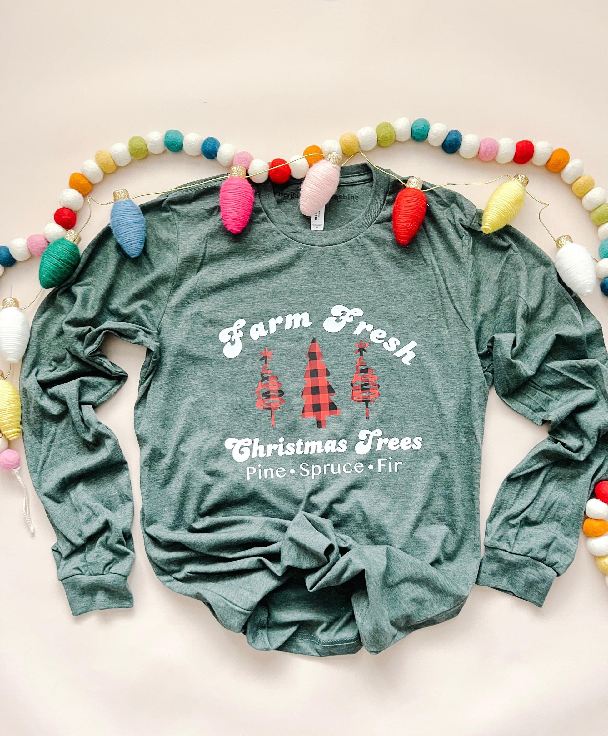 Farm Fresh Christmas Trees Long Sleeve T - Shirt [More Colors Available] - Bergamot & Sunshine